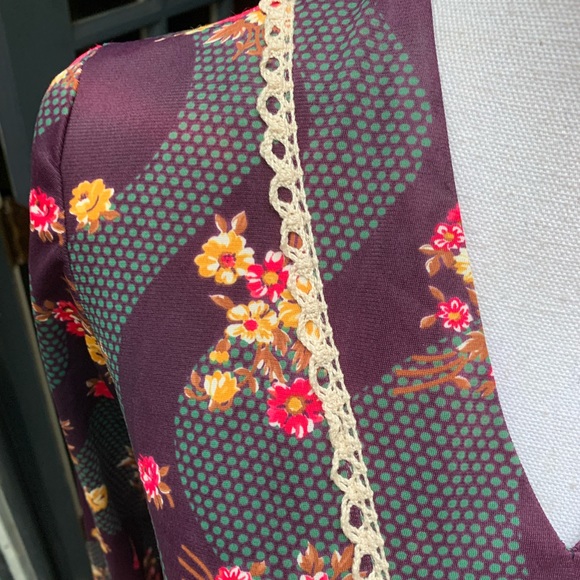 Vintage 70's Floral Empire Waist Maxi Dress XS Flower Power - Picture 13 of 16